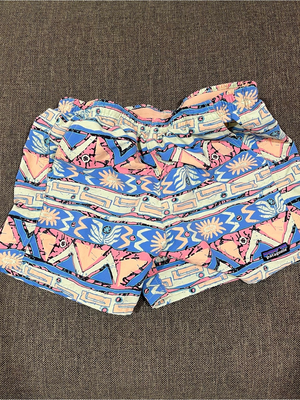 Patagonia Baggies: Pink, Blue & Cream Patterned Women’s Athletic Shorts